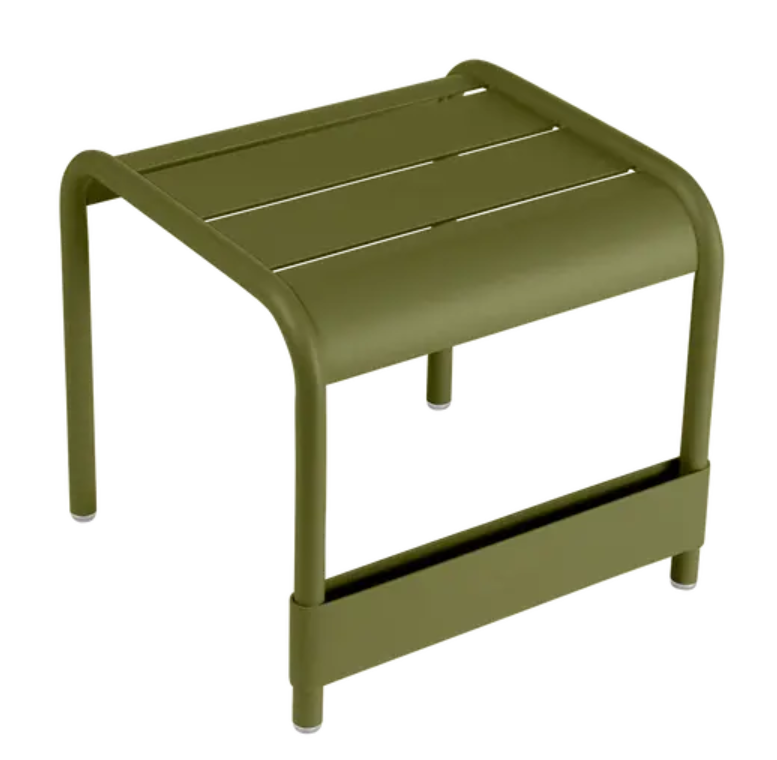Load image into Gallery viewer, Fermob Luxembourg small low table or footrest in Pesto color, measuring 44x42 cm, suitable for indoor or outdoor use

