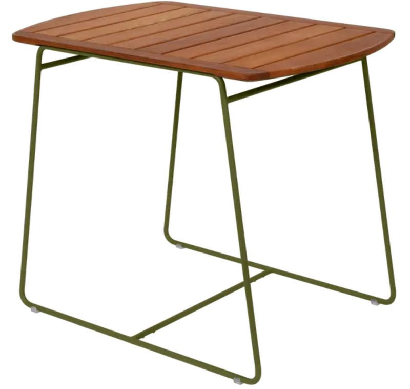 Load image into Gallery viewer, Fermob outdoor teak table measuring 90 x 60cm with a natural finish, ideal for patio or garden dining.
