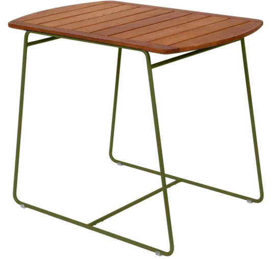 Fermob outdoor teak table measuring 90 x 60cm with a natural finish, ideal for patio or garden dining.