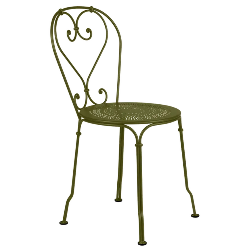 Load image into Gallery viewer, Fermob Pesto 1900 outdoor chair with a curved metal frame and slatted seat, ideal for garden or patio seating.
