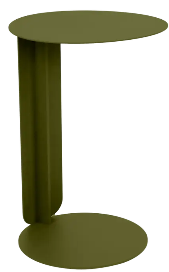 Load image into Gallery viewer, Pesto green Fermob Bebop Offset Table made of metal, outdoor furniture for patio or garden use.
