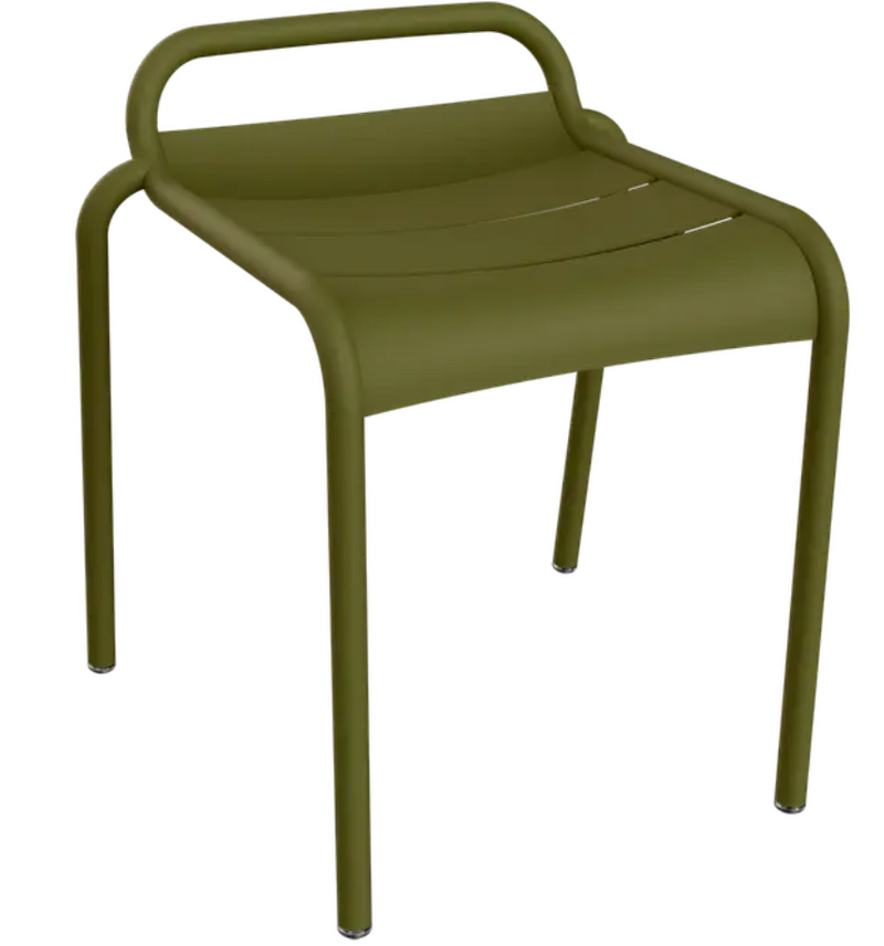 Load image into Gallery viewer, Luxembourg outdoor stool by Fermob in Pesto Green, featuring a sleek, modern design for outdoor dining and furniture.

