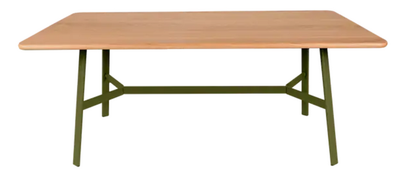 Load image into Gallery viewer, Fermob SO'O 180x90 cm oak dining table with six seats, showcasing natural oak wood with a smooth surface and sturdy legs.
