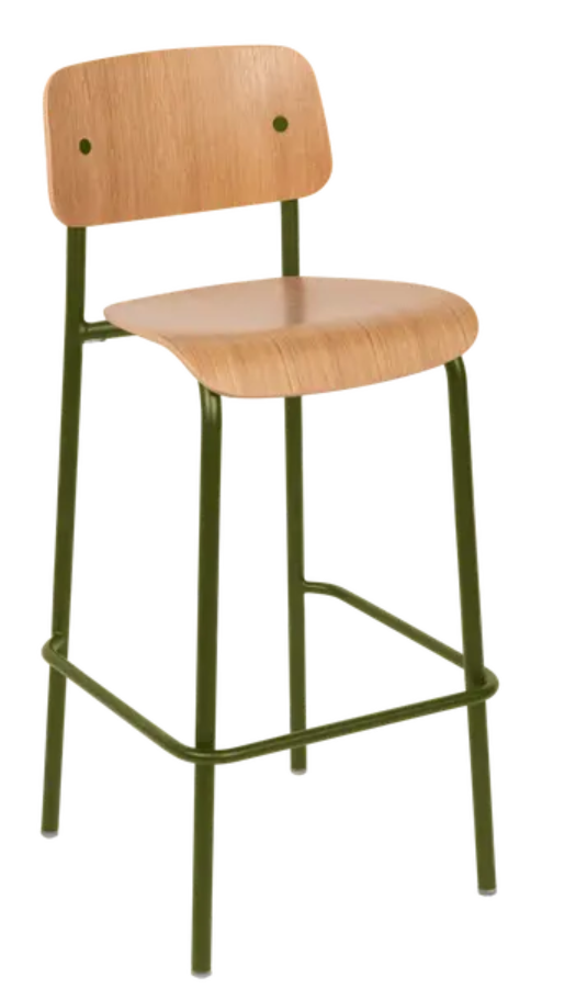 Studie Oak Bar Chair H75 by Custom Wood Designs, wooden high chair with sleek oak finish and modern design.
