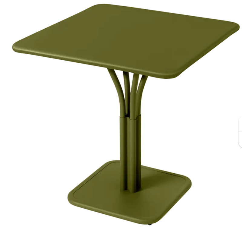 Load image into Gallery viewer, Fermob Luxembourg metal table with a 71x71 inch solid aluminum top, suitable for outdoor dining or patio use.
