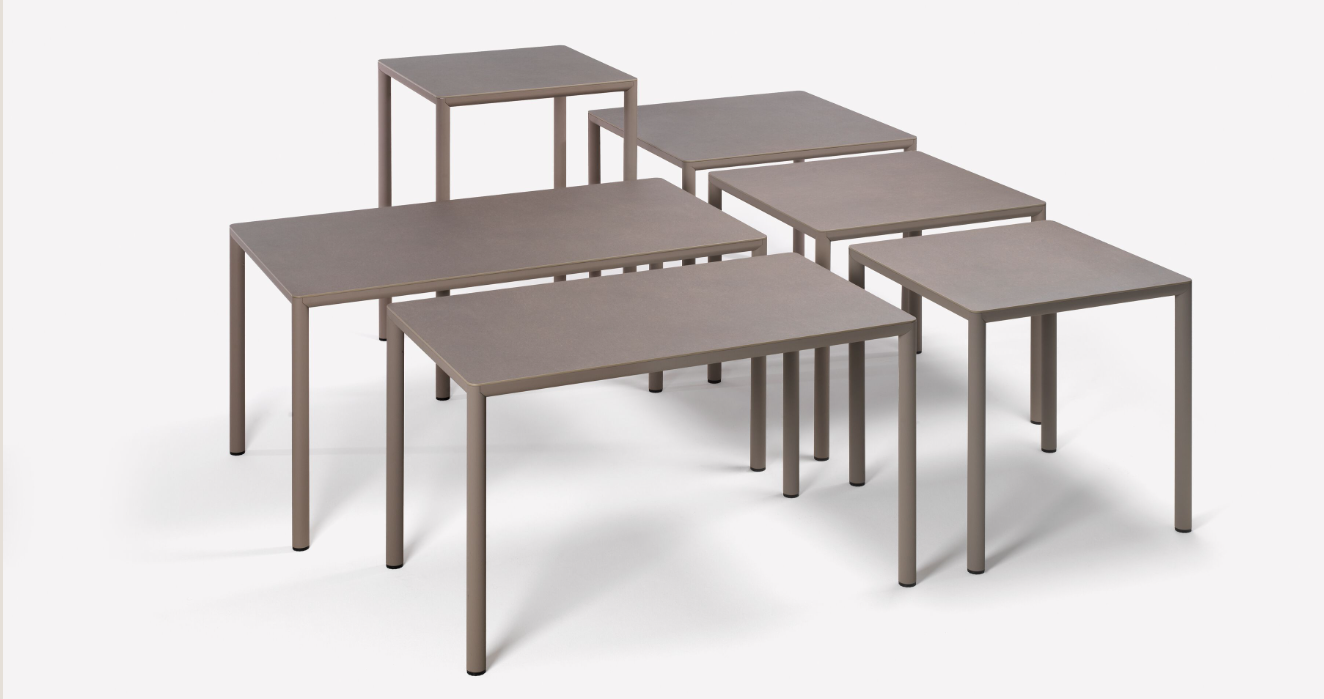 Outdoor Piave 70 Contract Table by Nardi, made of wood with a rectangular top and sturdy legs, suitable for restaurant outdoor seating.