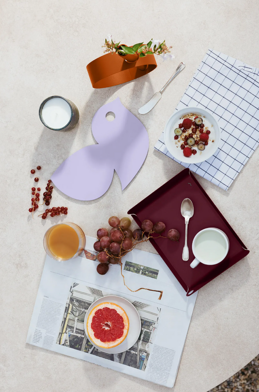 Fermob ALTO metal tray measuring 36 x 23 cm, shown outdoors with a sleek, modern design for outdoor furniture accessories.