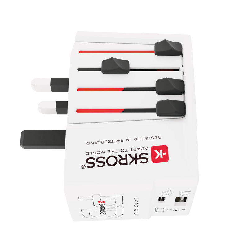 Load image into Gallery viewer, Skross SKROSS World Travel Adapter MUV 65W PD with USB-C cable for phone and tablet charging, compact travel power adapter.
