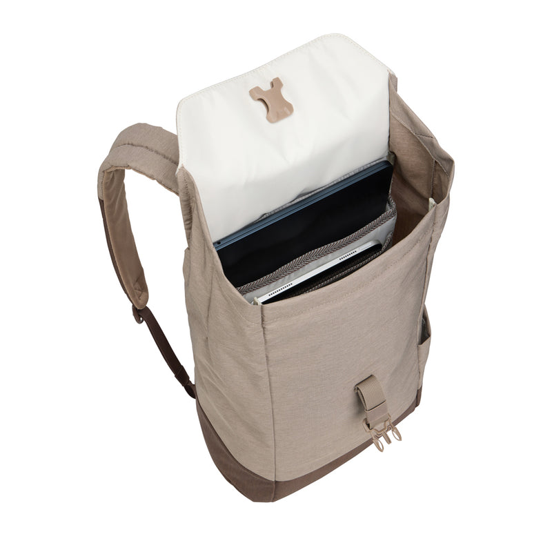 Load image into Gallery viewer, Thule Lithos Backpack 16L in black with multiple compartments and padded shoulder straps, suitable for travel and daily use.
