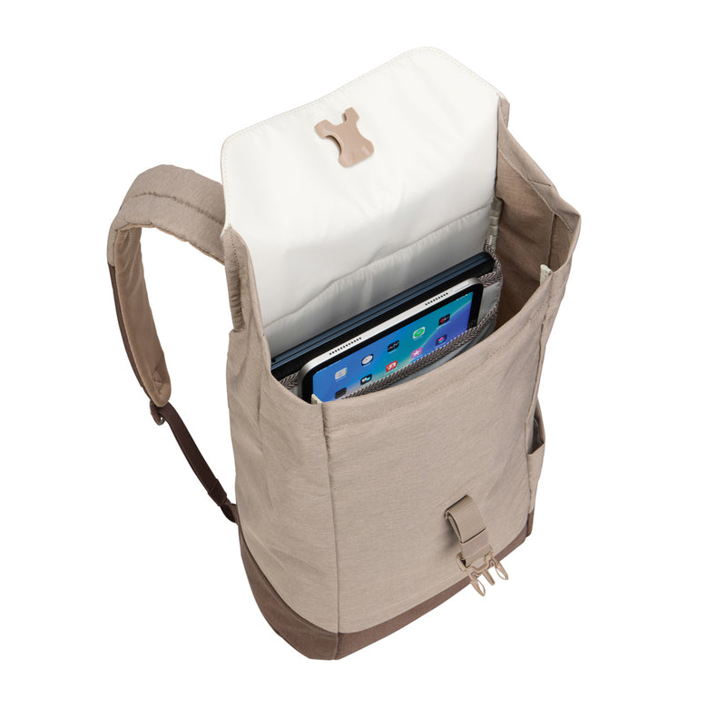 Load image into Gallery viewer, Thule Lithos Backpack 16L in black with multiple compartments, padded shoulder straps, and sleek design for travel and daily use.
