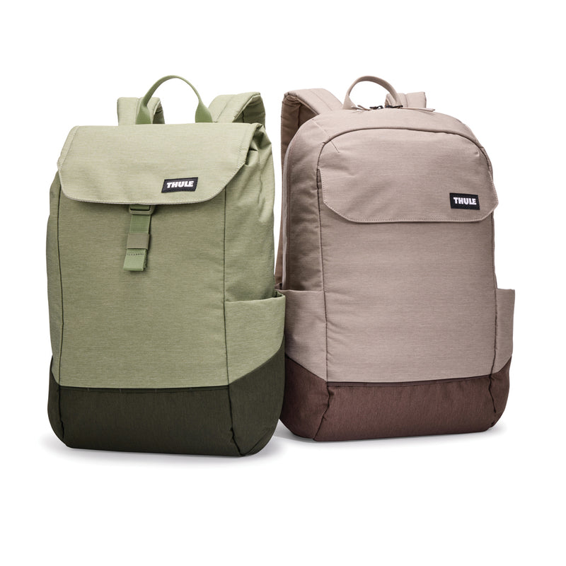 Load image into Gallery viewer, Thule Lithos Backpack 16L in gray with multiple compartments and padded straps, designed for travel and daily use.
