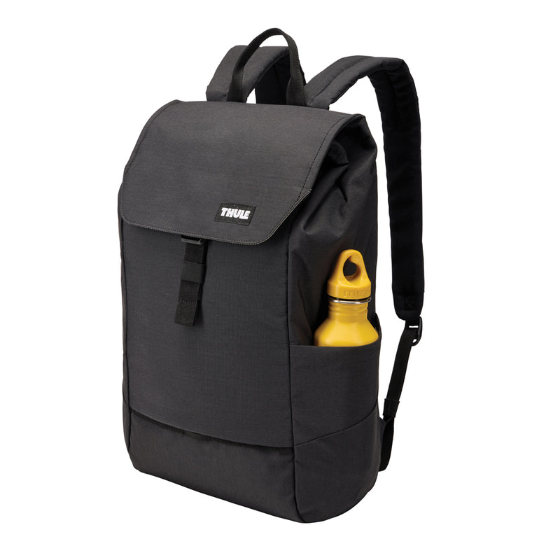 Load image into Gallery viewer, Thule Lithos 16L backpack in black with multiple compartments, padded shoulder straps, and sleek design for travel and daily use.
