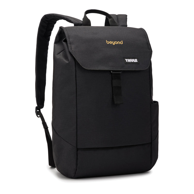 Load image into Gallery viewer, Thule Lithos 16L backpack with padded shoulder straps, front pocket, and sleek black design for travel and daily use.
