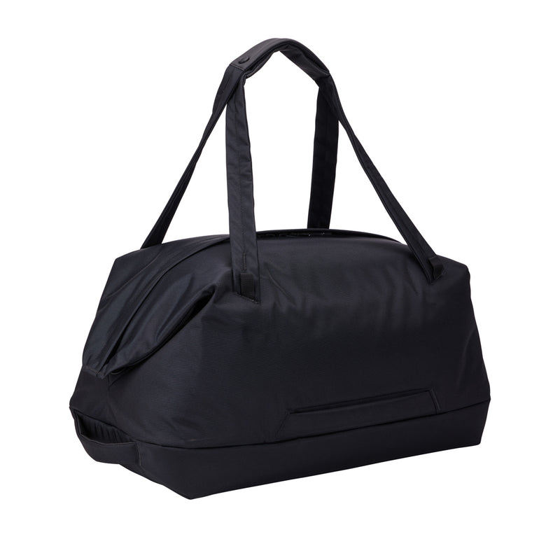 Load image into Gallery viewer, Thule Subterra 2 35L duffel bag in black with handles and adjustable shoulder strap, designed for travel and storage.
