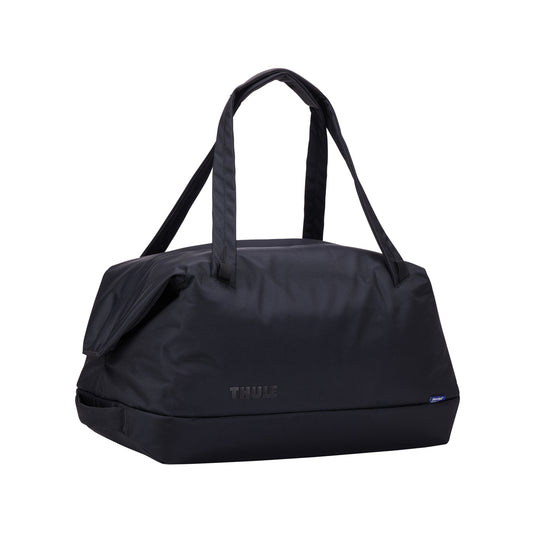 Thule Subterra 2 Duffel 35L black travel bag with sturdy handles and zippered compartments for versatile luggage.