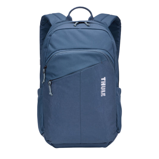 Thule Indago 23L backpack for travel and daily use, shown in black with multiple compartments and adjustable straps.