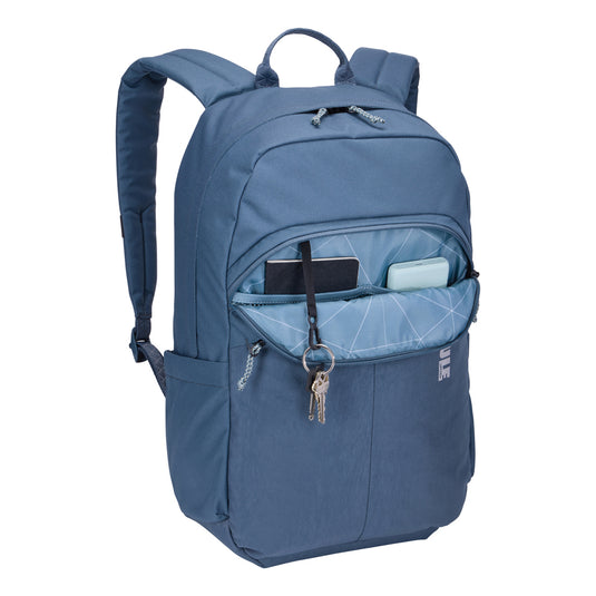 Thule Indago 23L backpack in black with multiple compartments, designed for travel and everyday use.