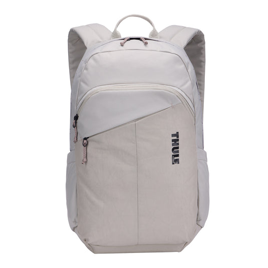 Thule Indago 23L backpack in black with padded shoulder straps and multiple compartments, designed for travel and everyday use.