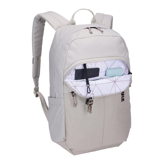Thule Indago 23L backpack in black, showing padded shoulder straps, front pocket, and durable fabric for travel and daily use.