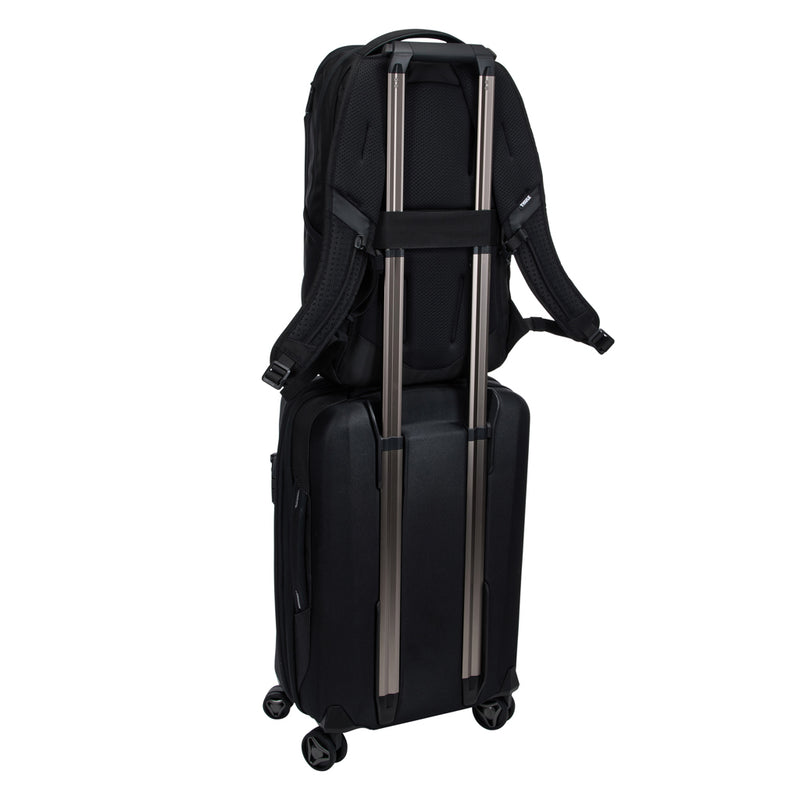 Load image into Gallery viewer, Thule Accent Recycled Backpack 23L in black with multiple compartments, designed for travel and everyday use.
