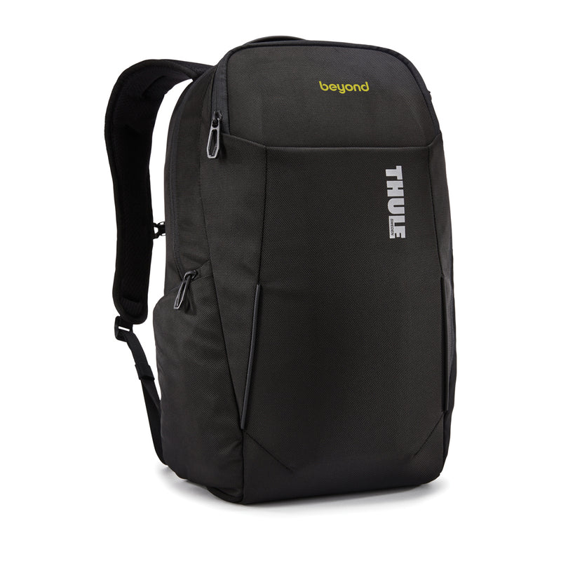 Load image into Gallery viewer, Thule Accent Recycled Backpack 23L in gray with padded shoulder straps and front zip pocket, designed for travel and daily use.
