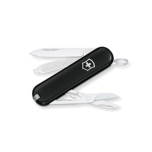Victorinox Pocket Knife Classic SD with 7 functions, compact stainless steel multi-tool with blade, scissors, and bottle opener.