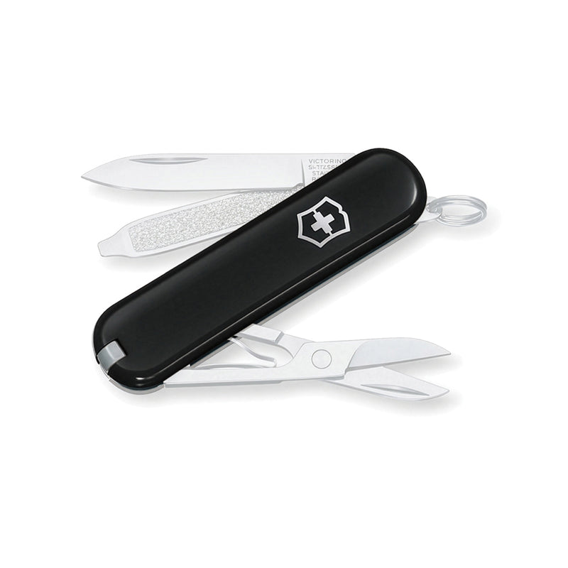 Load image into Gallery viewer, Victorinox Pocket Knife Classic SD with 7 tools, stainless steel handle, open blades, scissors, and screwdriver in a compact design.
