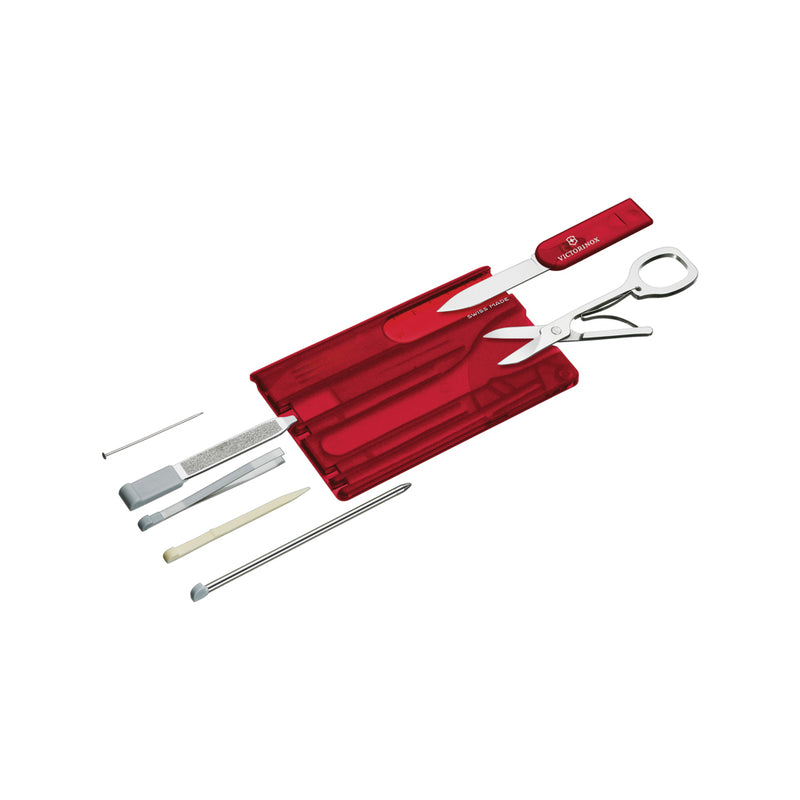 Load image into Gallery viewer, Victorinox Swiss Card Classic with 10 functions, compact multi-tool featuring blades, scissors, and screwdrivers in a slim design.
