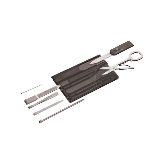 Victorinox Swiss Card Classic with 10 functions, compact multi-tool featuring scissors, knife, and screwdriver in a slim design.