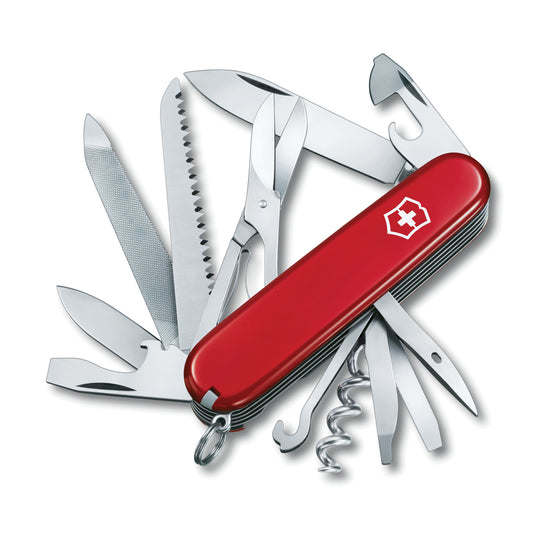 Victorinox Swiss Army Ranger pocket knife with 21 functions, showing multiple tools extended from the compact multi-tool.