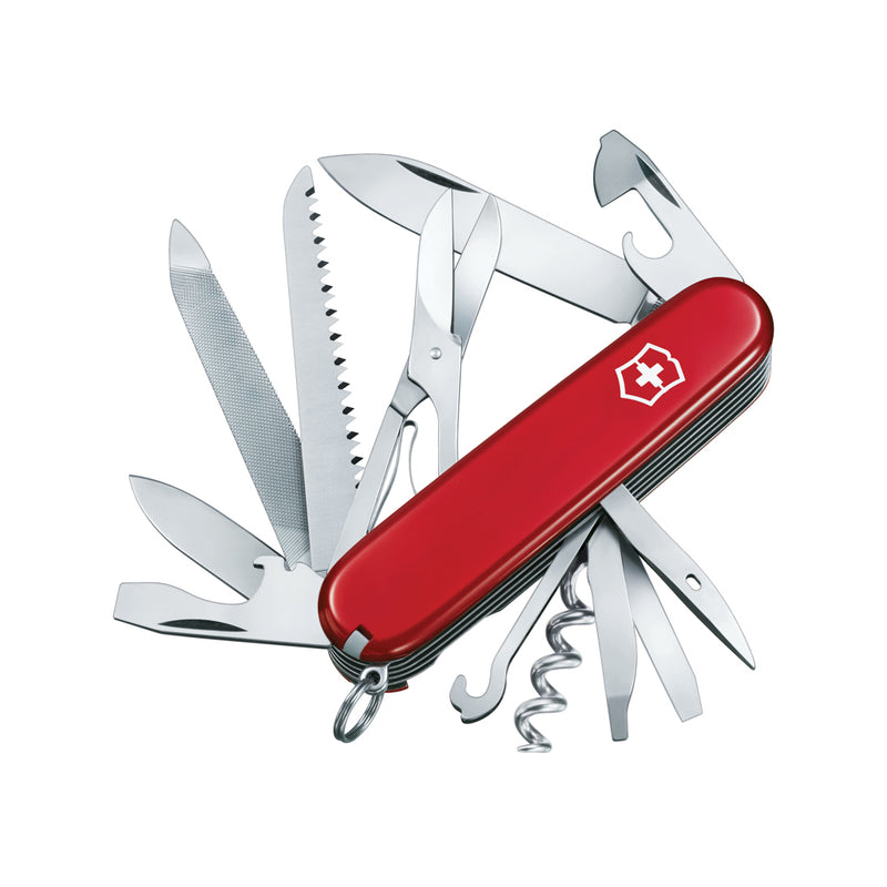 Load image into Gallery viewer, Victorinox Swiss Army Ranger pocket knife with 21 functions, showcasing blades, screwdrivers, and tools in a compact multi-tool design.
