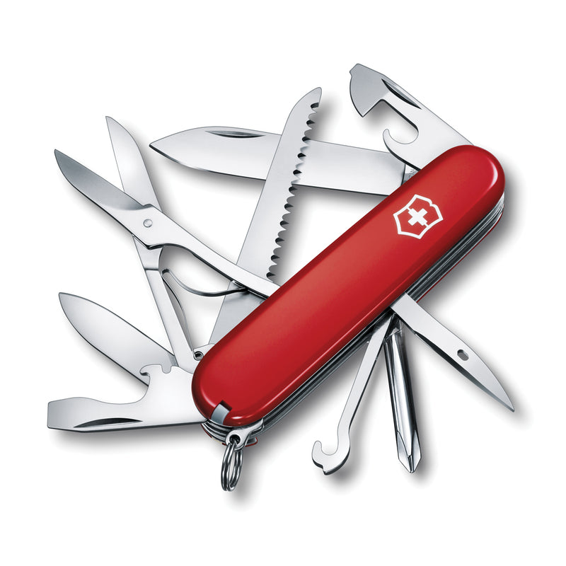 Load image into Gallery viewer, Victorinox Swiss Army Fieldmaster pocket knife with 15 tools including blades, scissors, and screwdrivers, displayed open.
