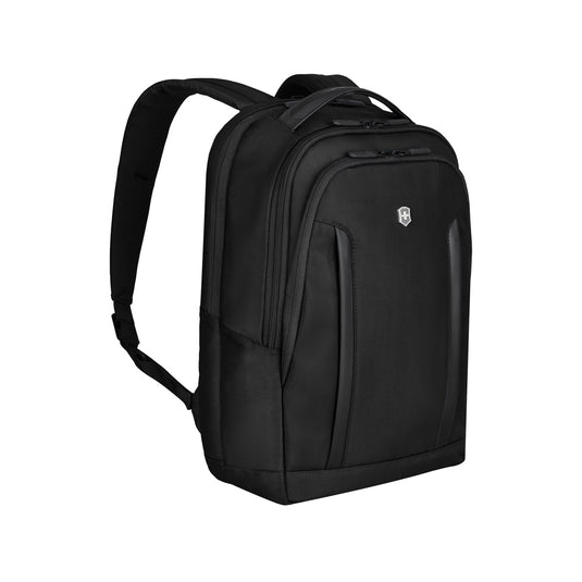 Victorinox Altmont Professional compact 15.6-inch laptop backpack, black nylon bag with multiple compartments and padded shoulder straps.