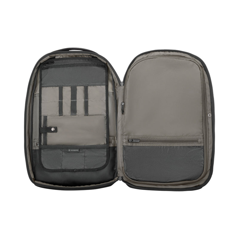 Load image into Gallery viewer, Victorinox Altmont Professional Deluxe Laptop Backpack showing multiple compartments and padded straps for travel and daily use.
