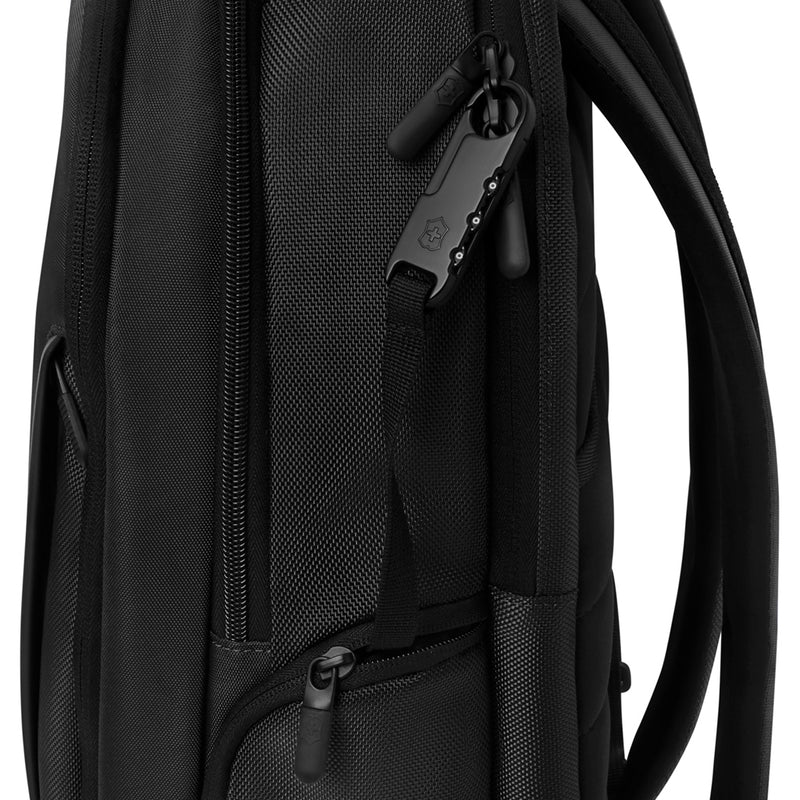 Load image into Gallery viewer, Victorinox Altmont Professional Deluxe laptop backpack with padded compartments and multiple storage pockets, black nylon material.
