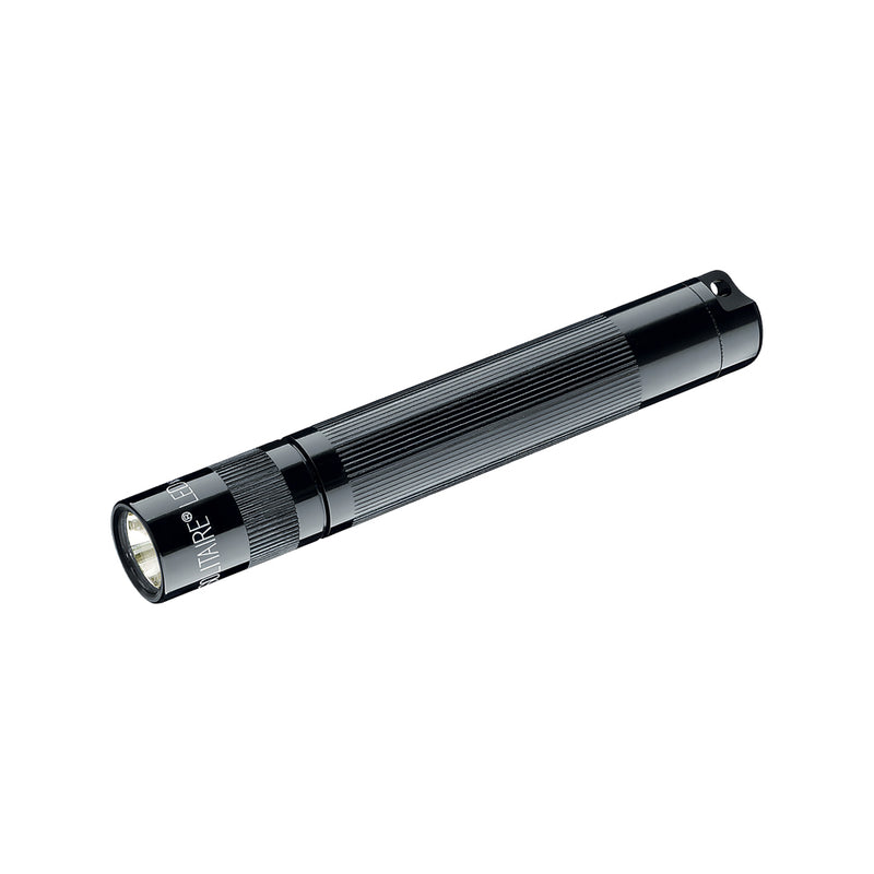 Load image into Gallery viewer, Maglite Solitaire LED mini torch held in hand, compact tools and torch with bright LED light, black metal body.
