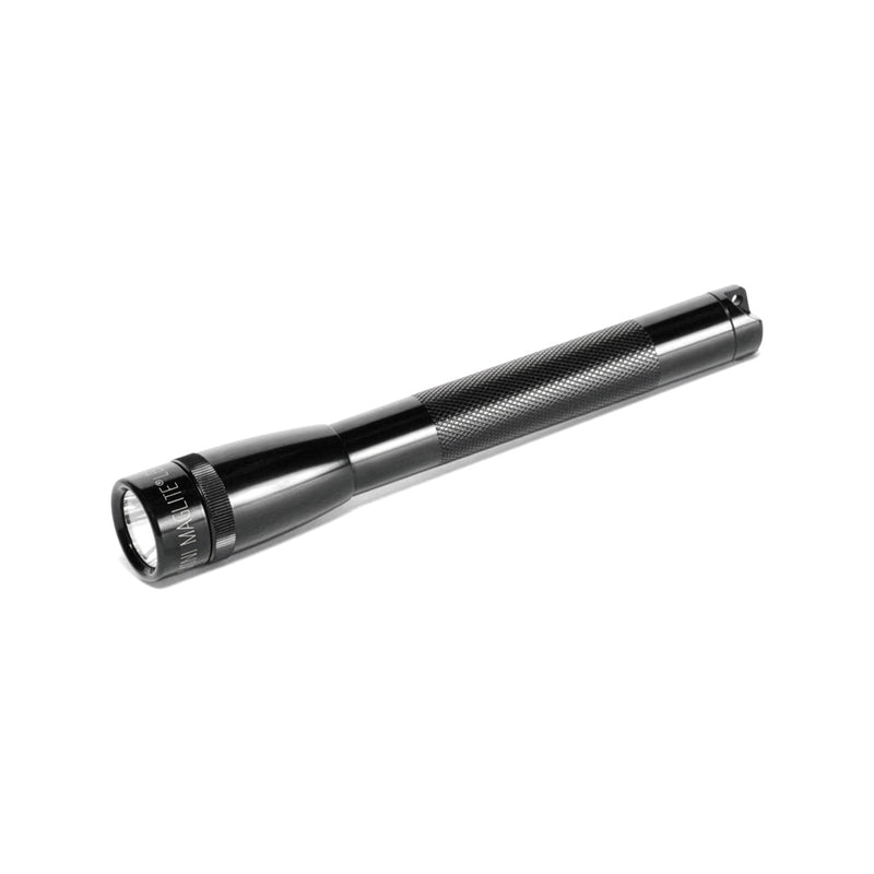 Load image into Gallery viewer, Maglite Mini AA LED torch in black, compact handheld tool with adjustable beam and textured grip for outdoor or emergency use.
