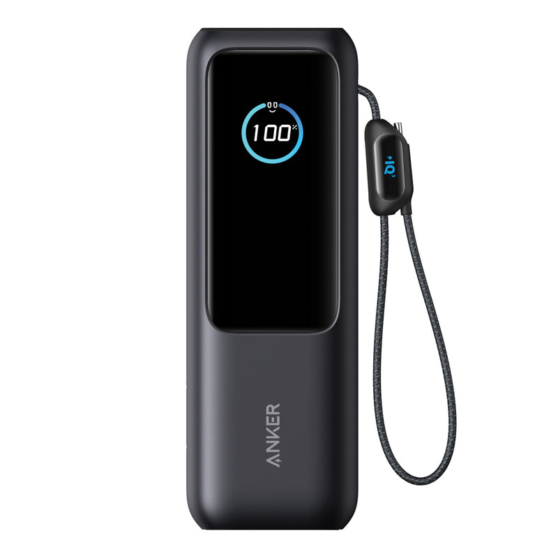 Load image into Gallery viewer, Anker Power Bank 25,000mAh 165W with built-in retractable cable, portable phone and tablet charging accessory in black
