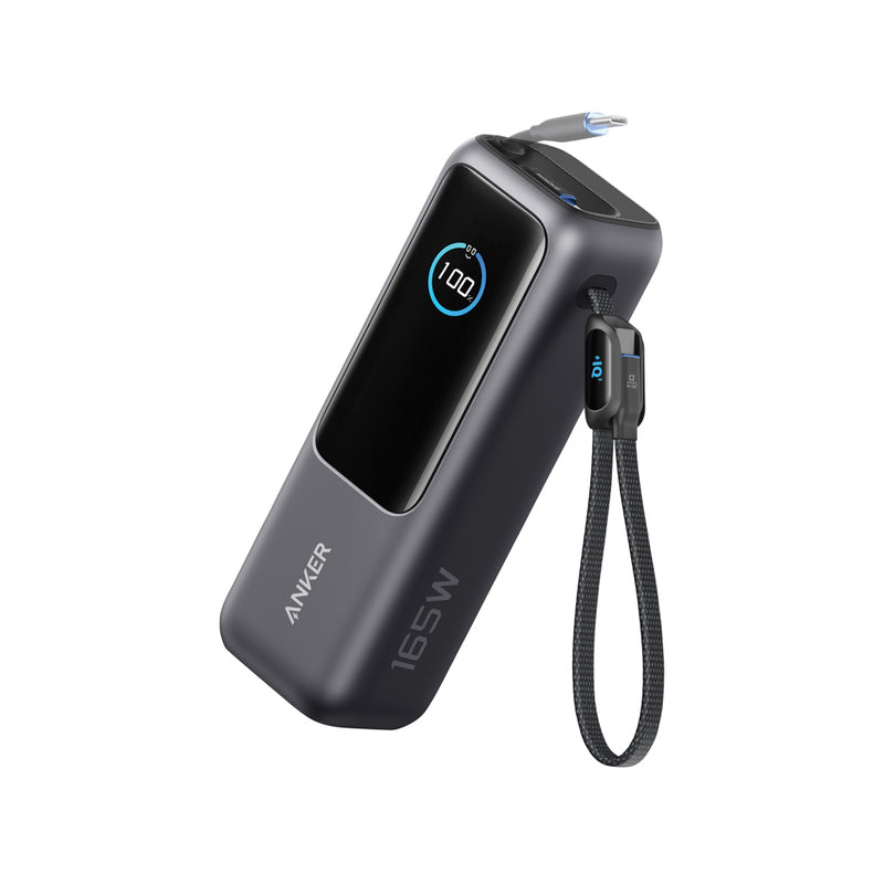 Load image into Gallery viewer, Anker Power Bank 25,000mAh 165W with built-in retractable cable, portable phone and tablet charging accessory.
