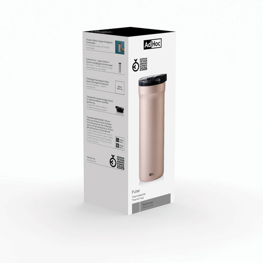 AdHoc Thermal Mug Pulse in black with a sleek design, perfect for hot beverages, suitable for home and on-the-go use.