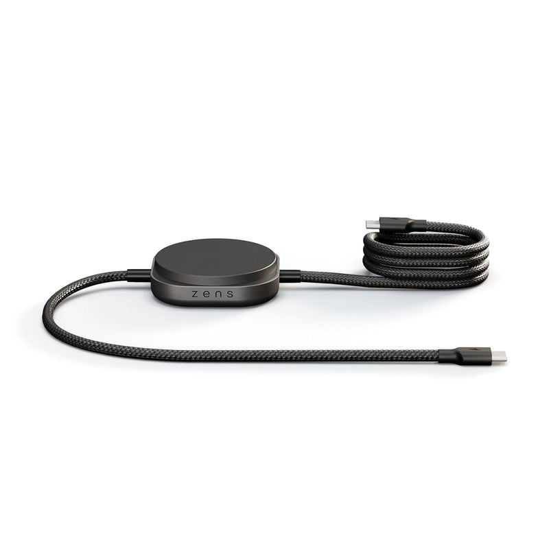Load image into Gallery viewer, Zens Charging Cable USB C to C Pro 2 for phones and tablets, black braided design with reinforced connectors.
