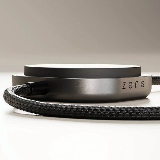 Zens USB C to C Charging Cable for phones and tablets, black, durable braided design with reinforced connectors.