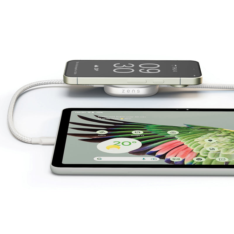 Load image into Gallery viewer, Zens USB C to C charging cable for phones and tablets, showing a close-up of the durable, braided design and USB-C connectors.
