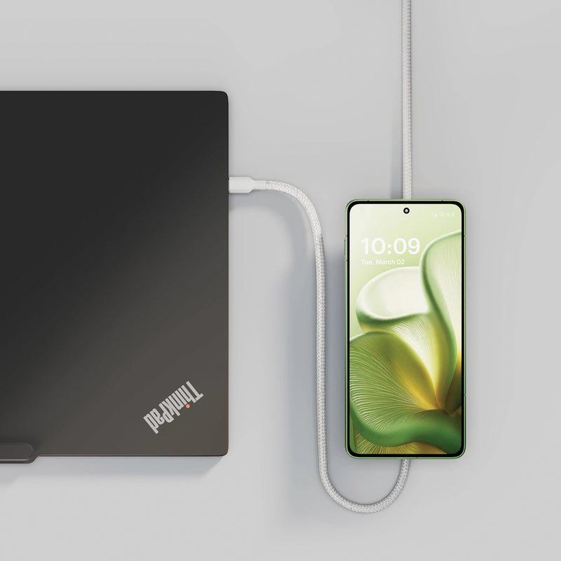 Load image into Gallery viewer, Zens USB C to C Charging Cable for phones and tablets, black, durable braided design with reinforced connectors.
