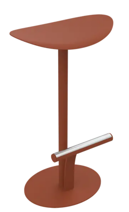 Red Fermob Bolder Bar Stool with a sleek metal powder-coated finish, outdoor seating design, modern style.