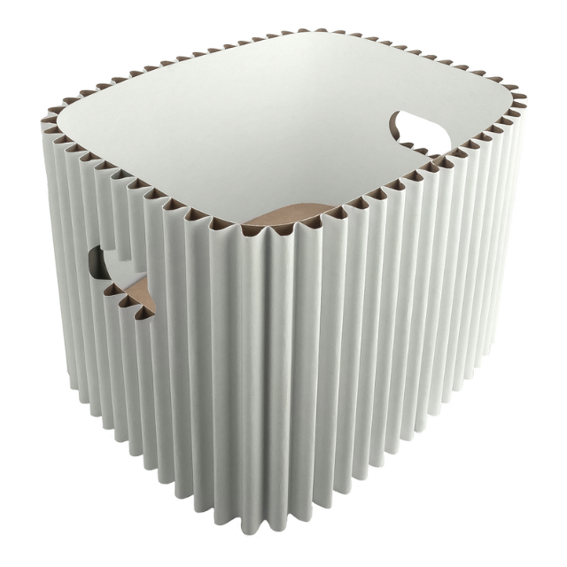 Small white corrugated paper basket for gifts or storage