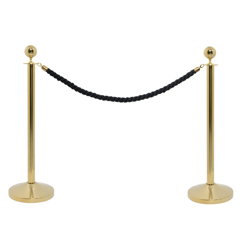 Load image into Gallery viewer, Securit Entrance Barrier Set - Classic Gold - 2 Posts &amp; Bases + White Braided Rope
