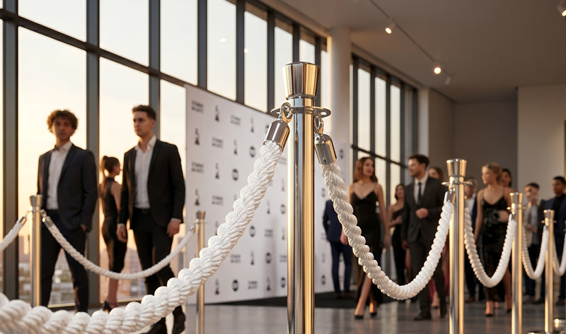 Load image into Gallery viewer, Securit Barriers Systems - Classic Ropes - White 59,5x4x4cm - Pack of 5 - in use
