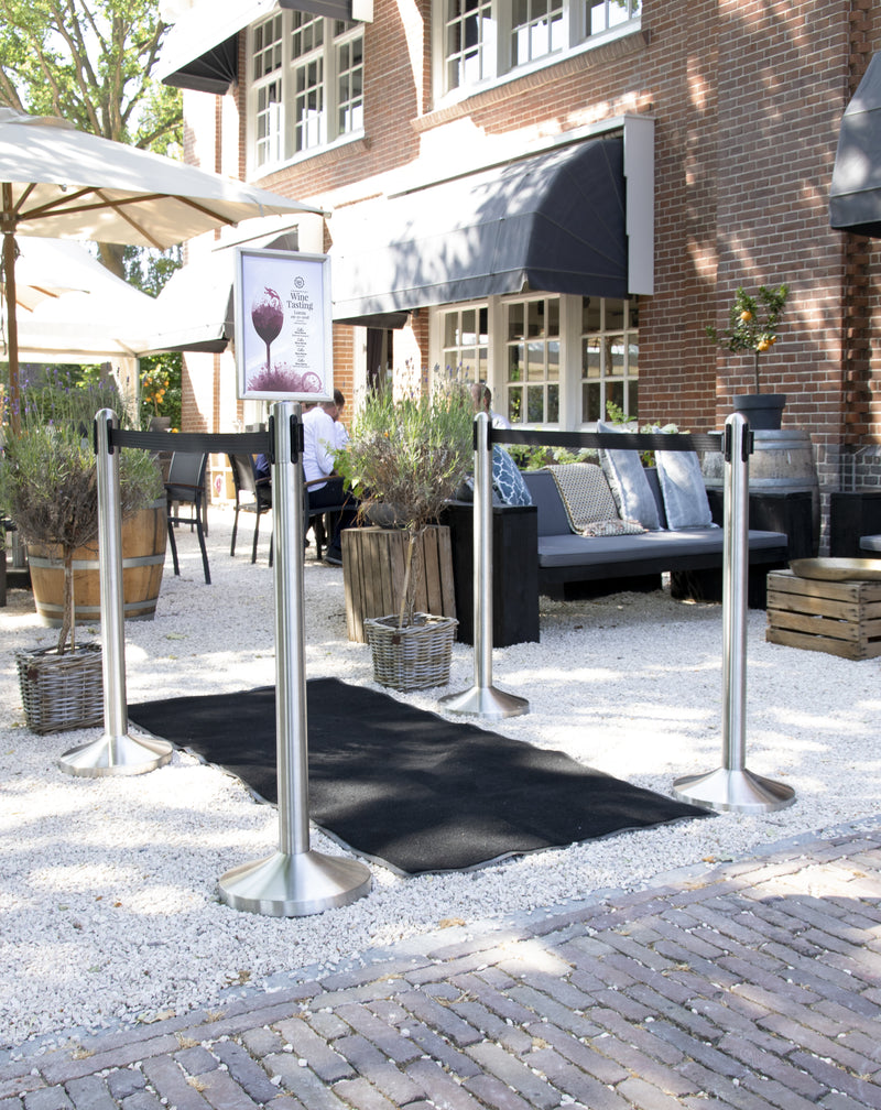 Load image into Gallery viewer, Securit Barriers Systems - Retractable - Stainless steel 101x51x51cm - in use
