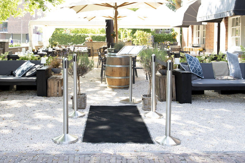 Load image into Gallery viewer, Securit Barriers Systems - Retractable - Stainless steel 96x7x7cm - in use
